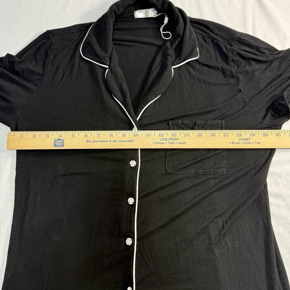 Ekouaer‎ Women's Black Pajamas Shirt Button Front Short Sleeve Size XL